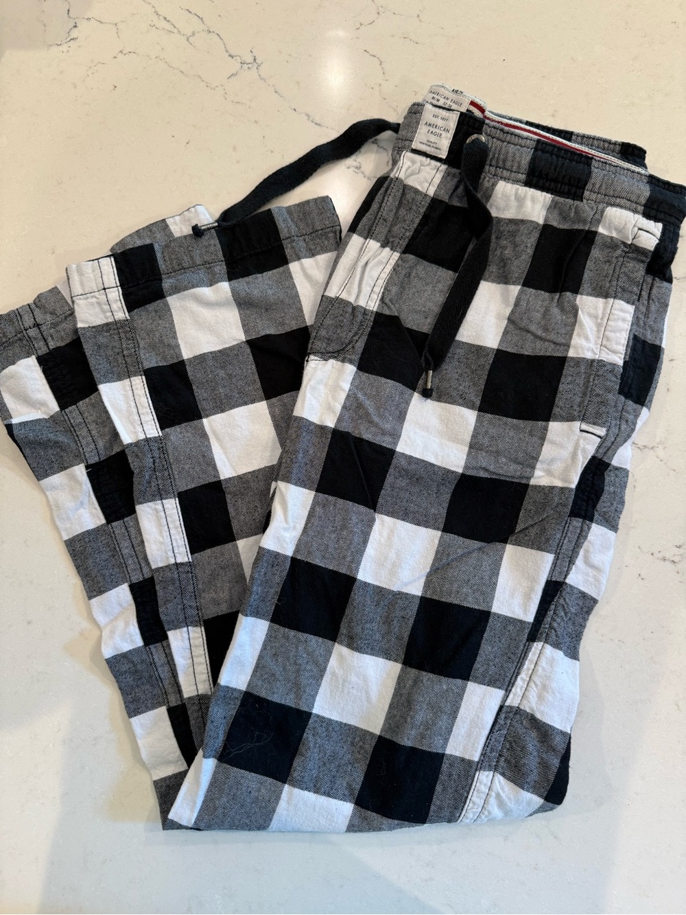 American Eagle Outfitters Black & White Buffalo Plaid Joggers